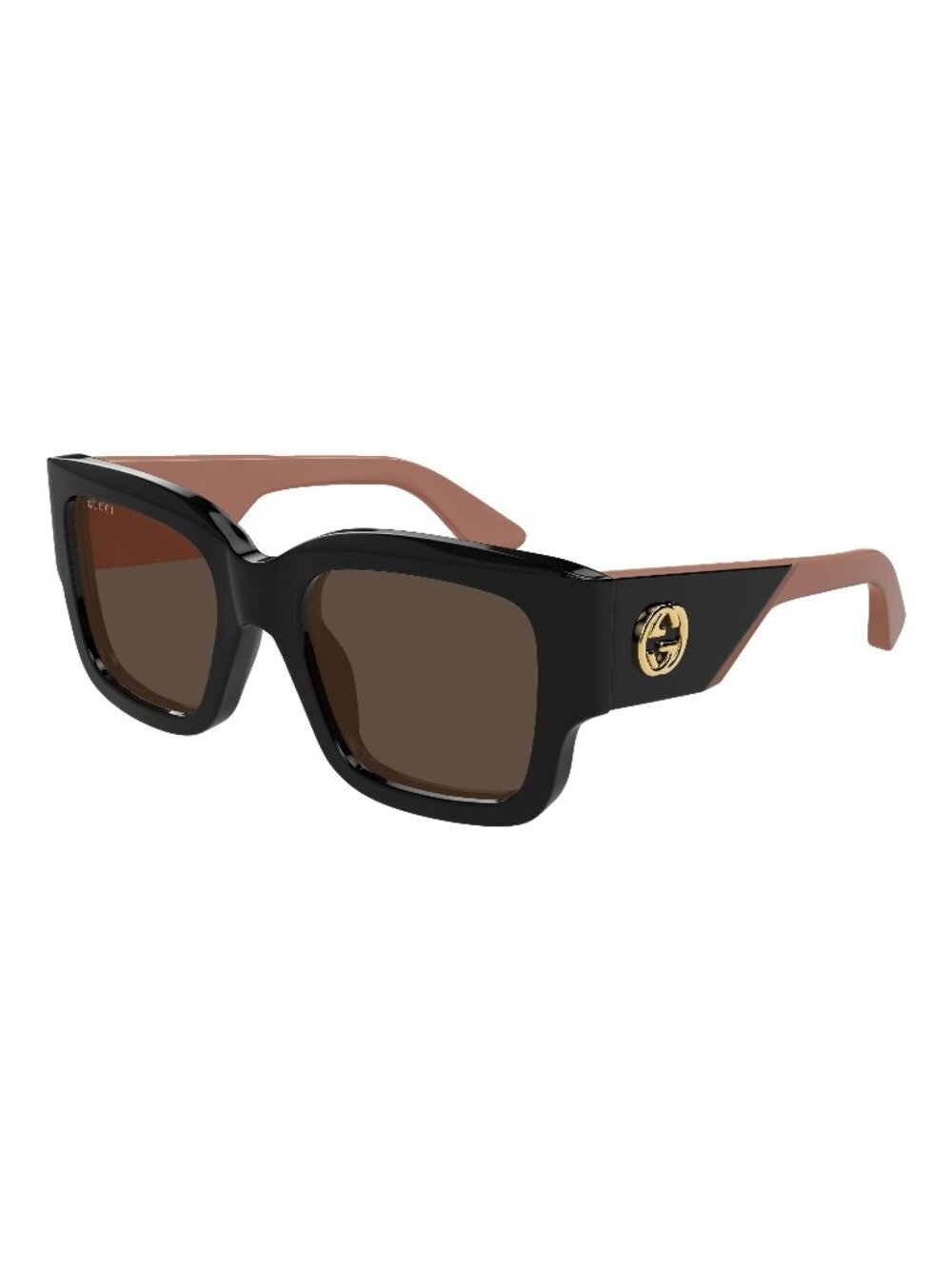 New Gucci Women's Sunglasses Black Square Brown Lens Acetate Frame GG1663S 004